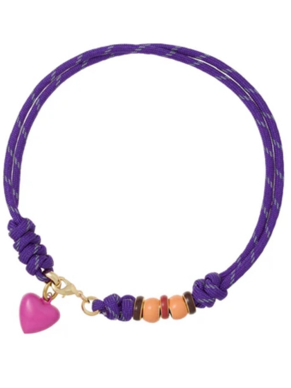 NWOT Roxanne Assoulin happy cord  Necklace with Pink Heart and Multicolor Bead
